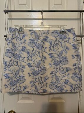 Commense Blue Floral Print Mini Skirt